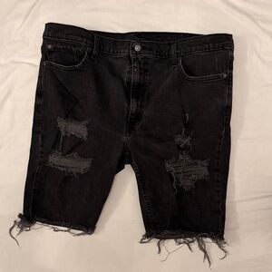 Levi's Black Distressed Jean Shorts